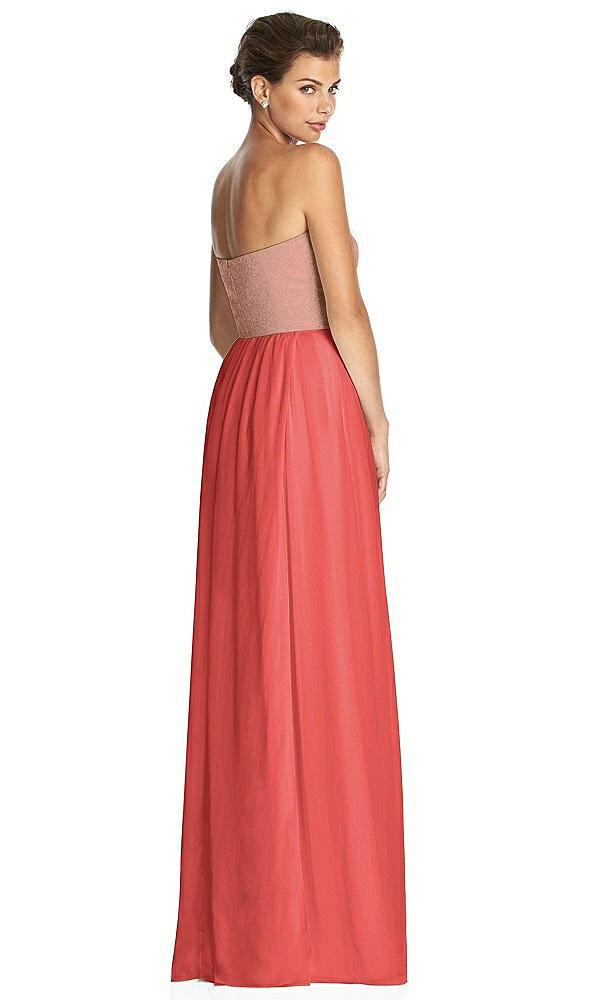Back View - Perfect Coral & Metallic Gold After Six Bridesmaid Dress 6749