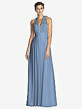 Front View Thumbnail - Windsor Blue & Metallic Gold After Six Bridesmaid Dress 6749