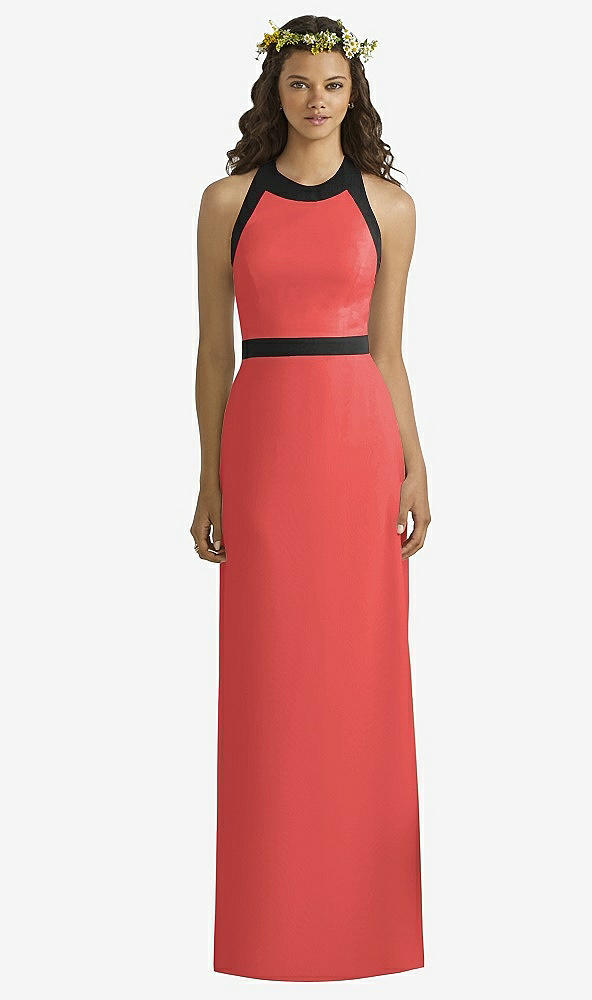 Front View - Perfect Coral & Black Social Bridesmaids Style 8163