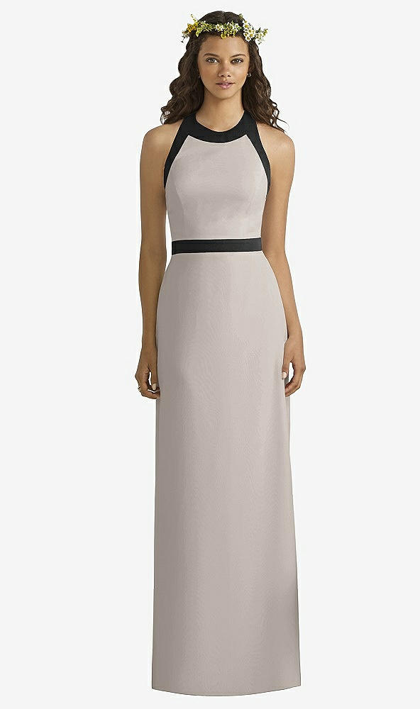 Front View - Taupe & Black Social Bridesmaids Style 8163