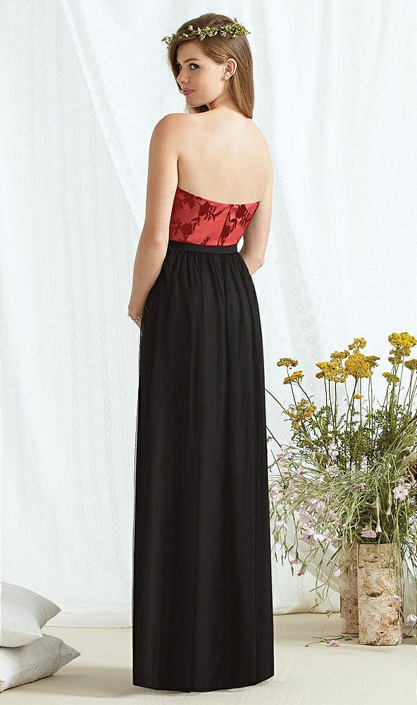 Back View - Perfect Coral & Off White Social Bridesmaids Style 8171