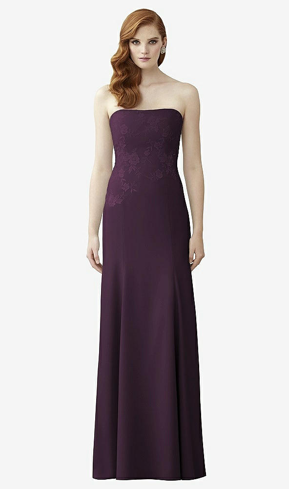 Front View - Aubergine & Off White Dessy Collection Style 2965