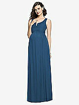 Front View Thumbnail - Dusk Blue Sleeveless Notch Maternity Dress