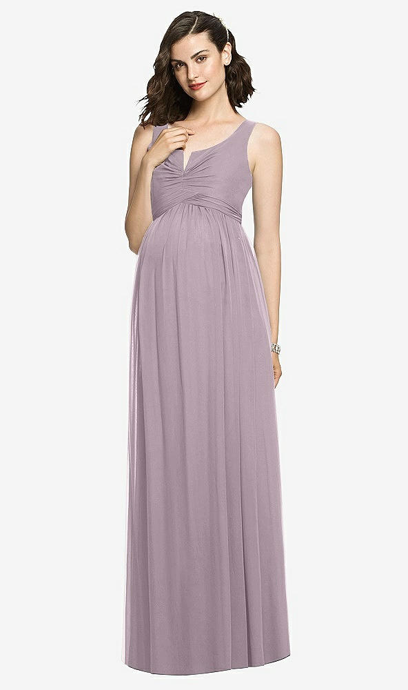 Front View - Lilac Dusk Sleeveless Notch Maternity Dress