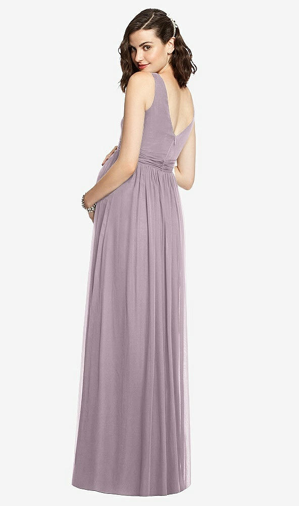 Back View - Lilac Dusk Sleeveless Notch Maternity Dress