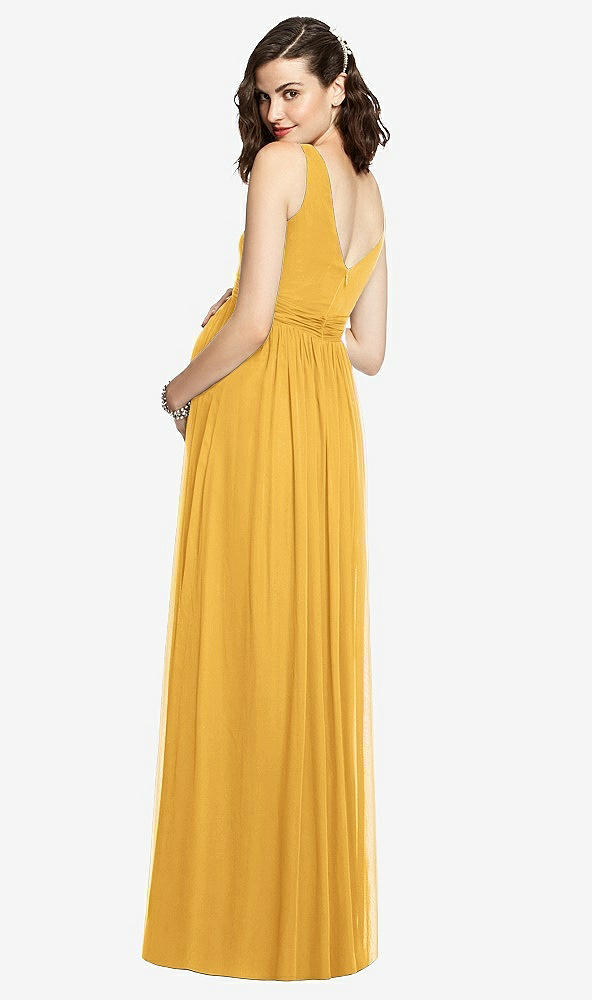 Back View - NYC Yellow Sleeveless Notch Maternity Dress
