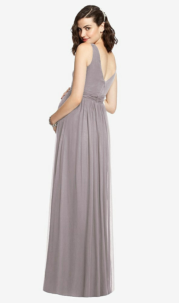 Back View - Cashmere Gray Sleeveless Notch Maternity Dress