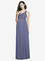 Front View Thumbnail - French Blue Sleeveless Notch Maternity Dress