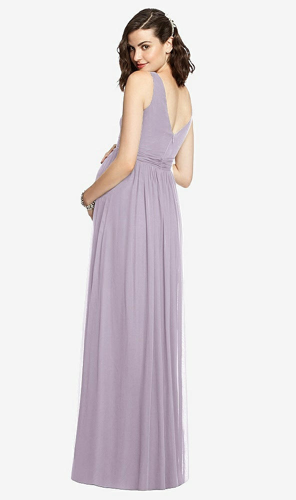 Back View - Lilac Haze Sleeveless Notch Maternity Dress