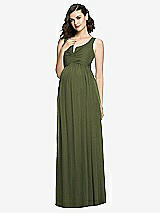 Front View Thumbnail - Olive Green Sleeveless Notch Maternity Dress