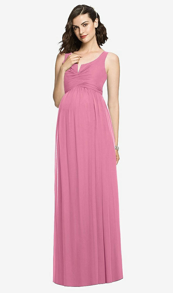 Front View - Orchid Pink Sleeveless Notch Maternity Dress