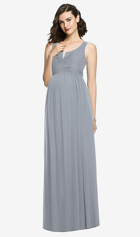 Front View - Platinum Sleeveless Notch Maternity Dress