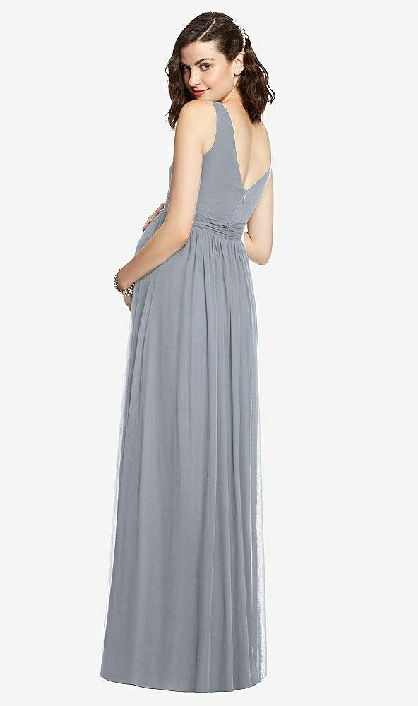Back View - Platinum Sleeveless Notch Maternity Dress