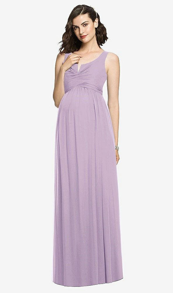 Front View - Pale Purple Sleeveless Notch Maternity Dress