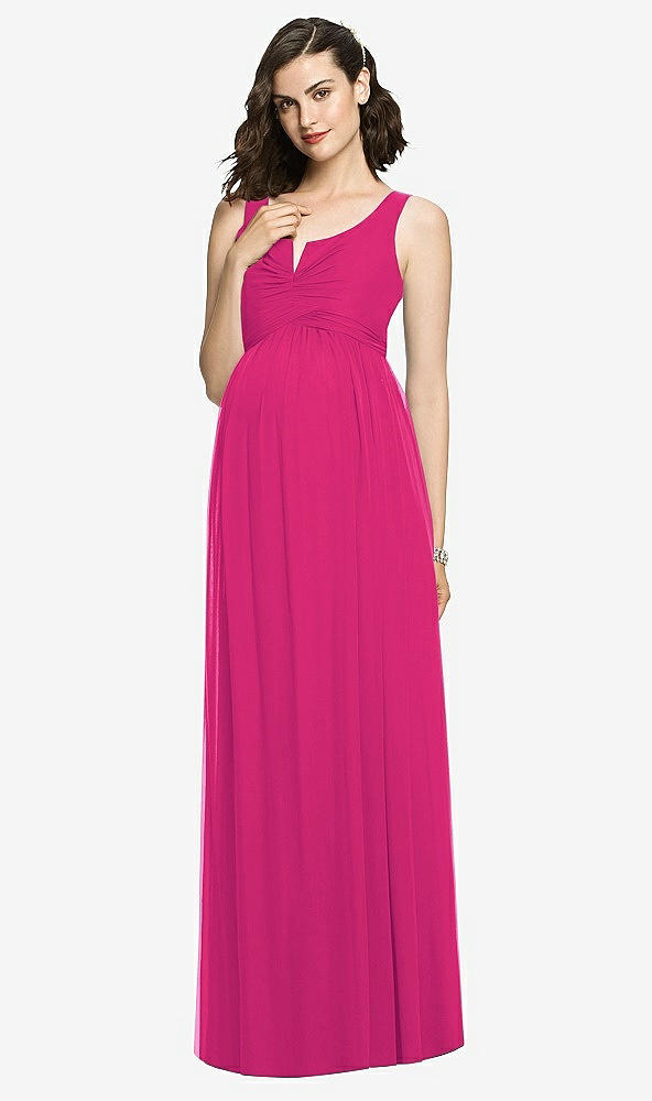 Front View - Think Pink Sleeveless Notch Maternity Dress