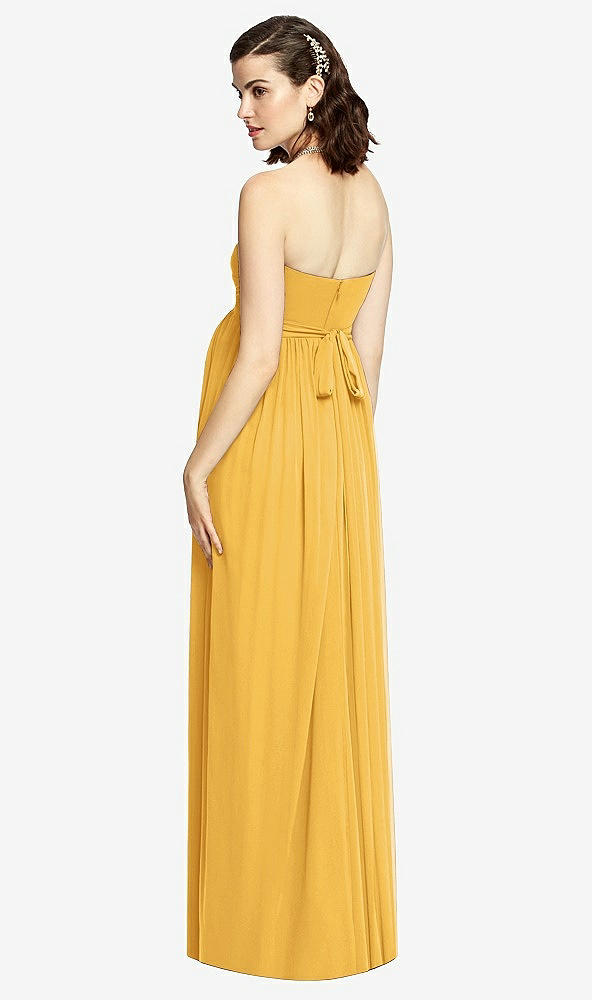 Back View - NYC Yellow Draped Bodice Strapless Maternity Dress