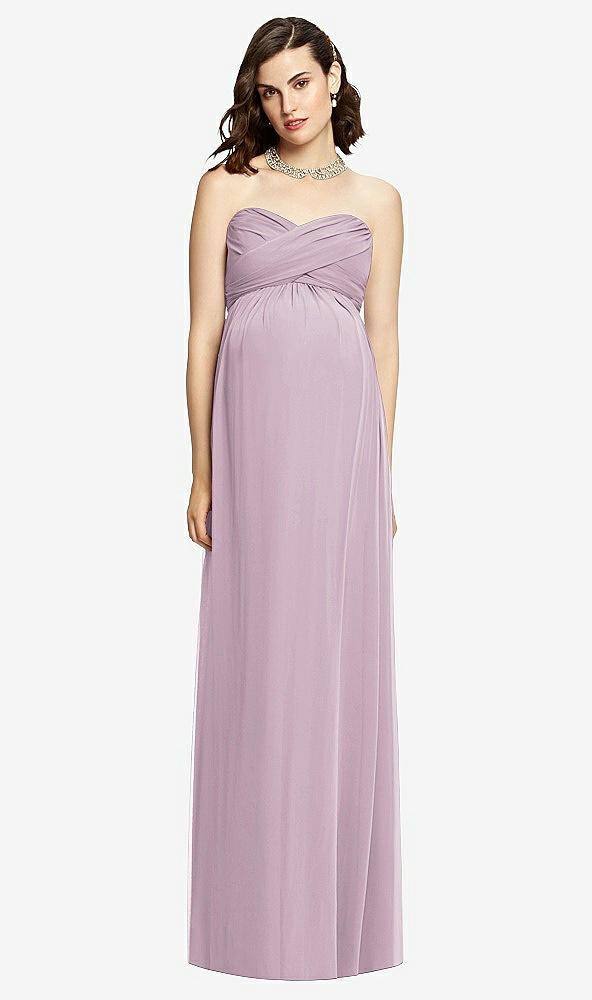 Front View - Suede Rose Draped Bodice Strapless Maternity Dress