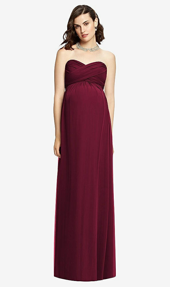Front View - Cabernet Draped Bodice Strapless Maternity Dress