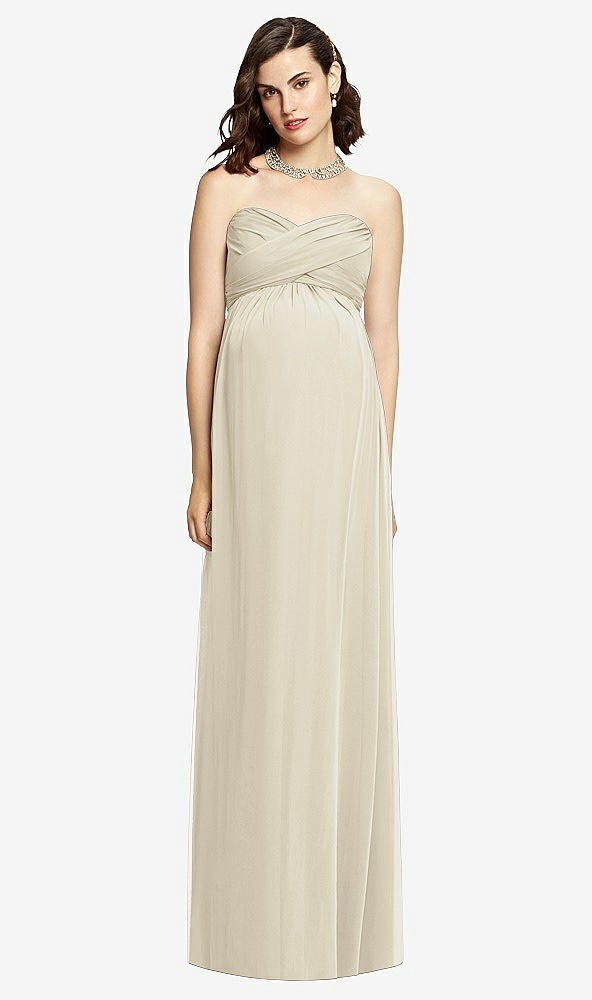 Front View - Champagne Draped Bodice Strapless Maternity Dress