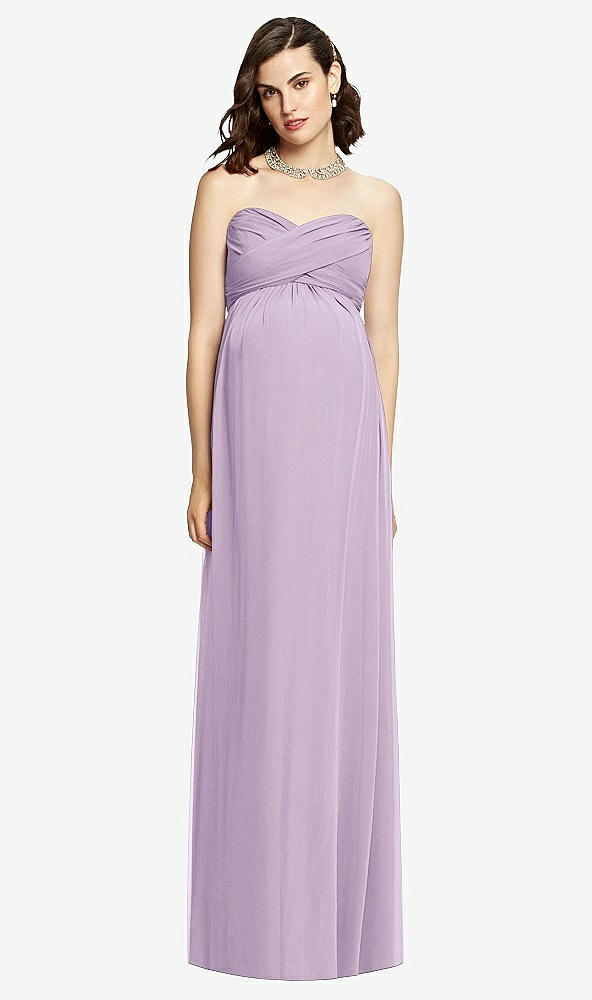Front View - Pale Purple Draped Bodice Strapless Maternity Dress