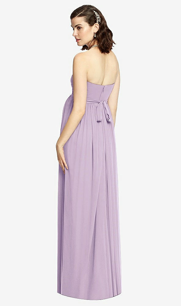 Back View - Pale Purple Draped Bodice Strapless Maternity Dress