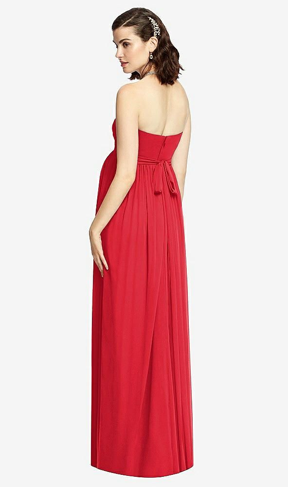 Back View - Parisian Red Draped Bodice Strapless Maternity Dress