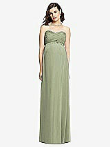 Front View Thumbnail - Sage Draped Bodice Strapless Maternity Dress