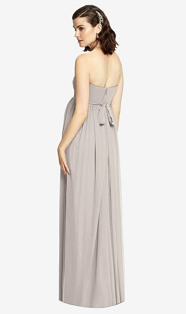 Back View - Taupe Draped Bodice Strapless Maternity Dress