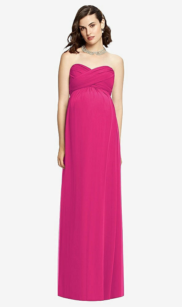 Front View - Think Pink Draped Bodice Strapless Maternity Dress