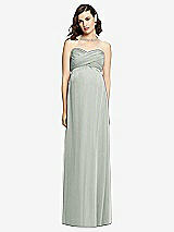 Front View Thumbnail - Willow Green Draped Bodice Strapless Maternity Dress