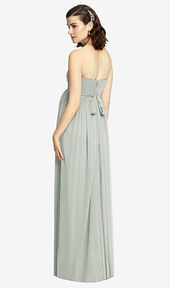 Back View - Willow Green Draped Bodice Strapless Maternity Dress