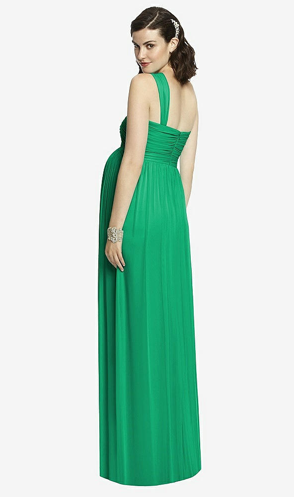 Back View - Pantone Emerald Alfred Sung Maternity Dress Style M427