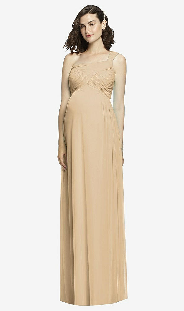 Front View - Golden Alfred Sung Maternity Dress Style M427