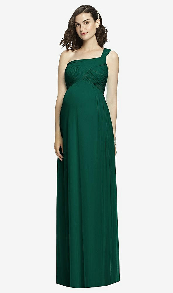 Front View - Hunter Green Alfred Sung Maternity Dress Style M427