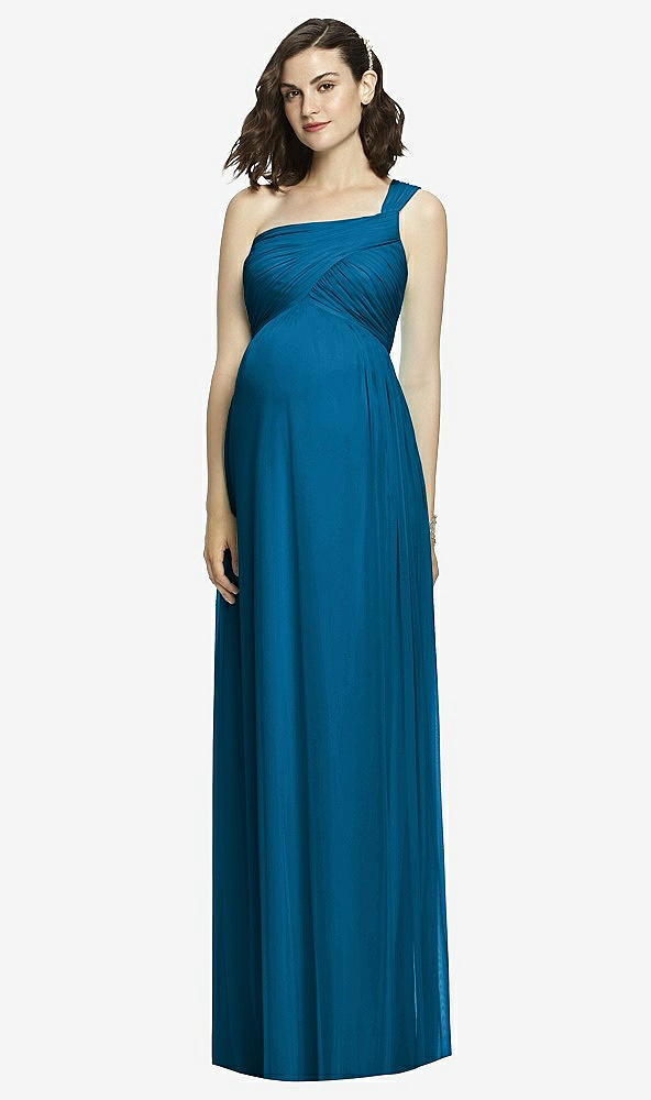 Front View - Ocean Blue Alfred Sung Maternity Dress Style M427