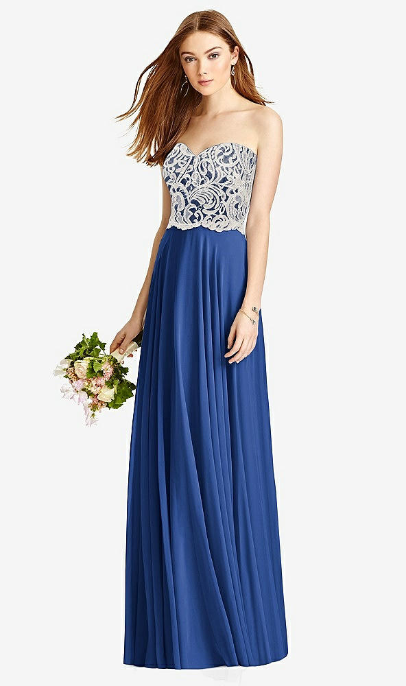 Front View - Classic Blue & Oyster Studio Design Bridesmaid Dress 4504