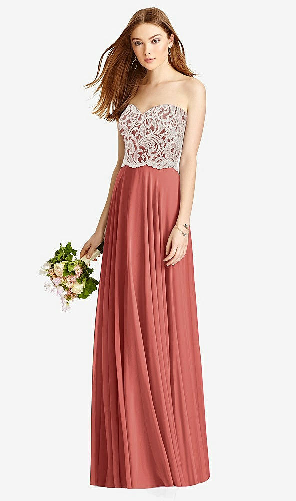 Front View - Coral Pink & Oyster Studio Design Bridesmaid Dress 4504