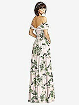 Alt View 2 Thumbnail - Palm Beach Print Off-the-Shoulder Draped Chiffon Maxi Dress