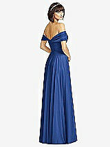 Alt View 2 Thumbnail - Classic Blue Off-the-Shoulder Draped Chiffon Maxi Dress