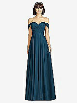 Alt View 1 Thumbnail - Atlantic Blue Off-the-Shoulder Draped Chiffon Maxi Dress
