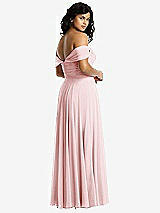 Rear View Thumbnail - Ballet Pink Off-the-Shoulder Draped Chiffon Maxi Dress