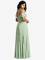 Rear View Thumbnail - Celadon Off-the-Shoulder Draped Chiffon Maxi Dress