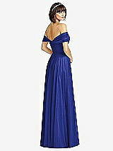 Alt View 2 Thumbnail - Cobalt Blue Off-the-Shoulder Draped Chiffon Maxi Dress