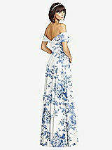 Alt View 2 Thumbnail - Cottage Rose Dusk Blue Off-the-Shoulder Draped Chiffon Maxi Dress