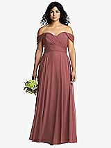 Front View Thumbnail - English Rose Off-the-Shoulder Draped Chiffon Maxi Dress