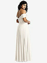 Rear View Thumbnail - Ivory Off-the-Shoulder Draped Chiffon Maxi Dress
