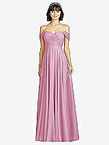 Alt View 1 Thumbnail - Powder Pink Off-the-Shoulder Draped Chiffon Maxi Dress