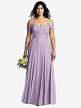 Front View Thumbnail - Pale Purple Off-the-Shoulder Draped Chiffon Maxi Dress