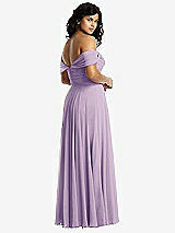 Rear View Thumbnail - Pale Purple Off-the-Shoulder Draped Chiffon Maxi Dress