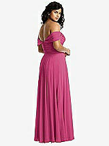 Rear View Thumbnail - Tea Rose Off-the-Shoulder Draped Chiffon Maxi Dress